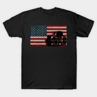 Tractor American Flag patriotic vintage farming T-Shirt